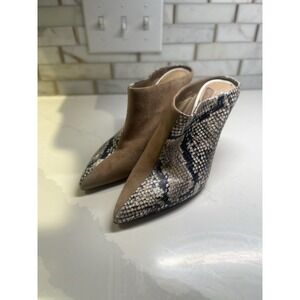 Snake And Suede Mules Pointed Toe Heels Animal Print Suede 8 spring 2026